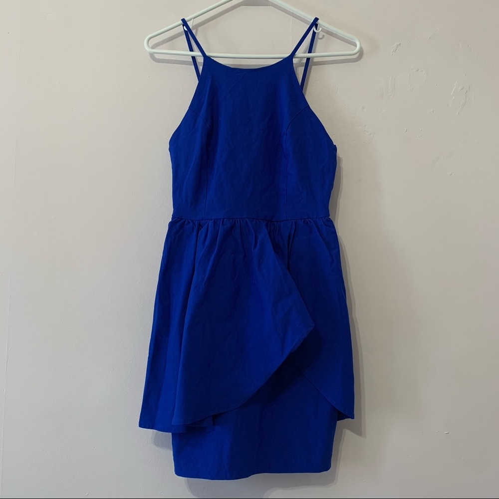 Lovely Day Royal Blue Peplum Dress in Large
